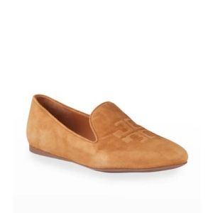 TORY BURCH Ruby Suede Logo Smoking Slipper Loafers